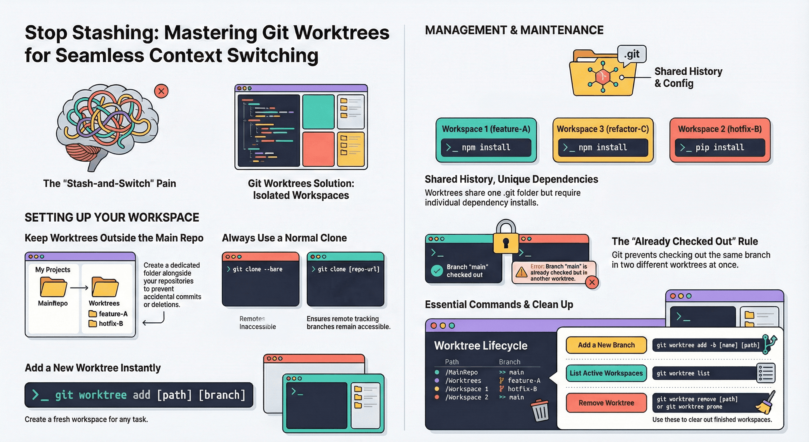 How I Use Git Worktrees Without Breaking Everything
